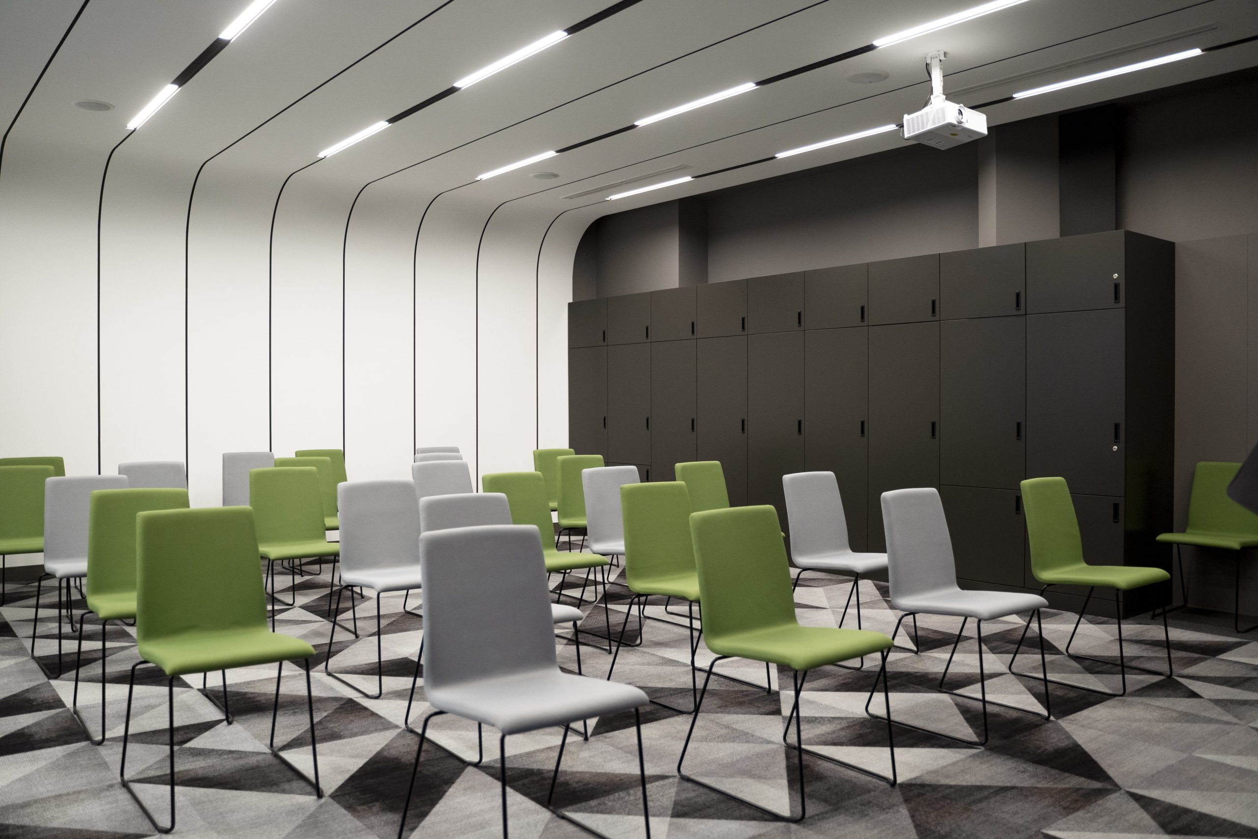 colorful stackable office chairs for collaborative spaces