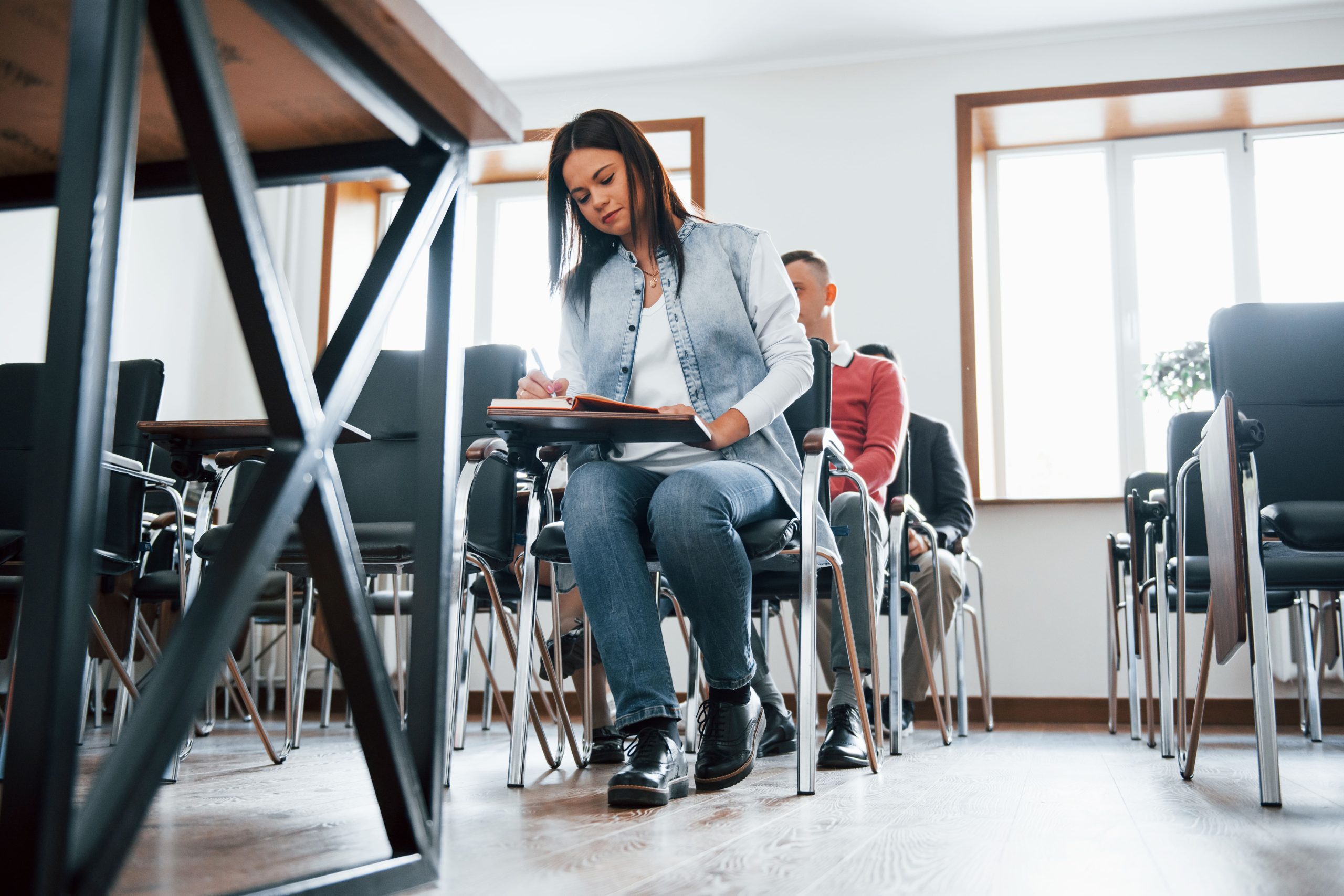 Lightweight ergonomic chairs in classroom or training center