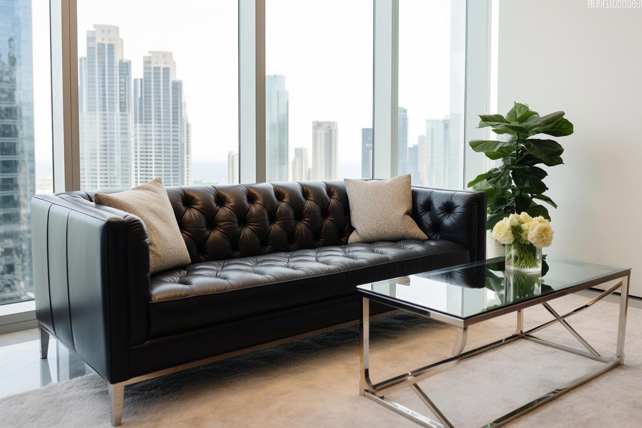 executive leather couch in private office